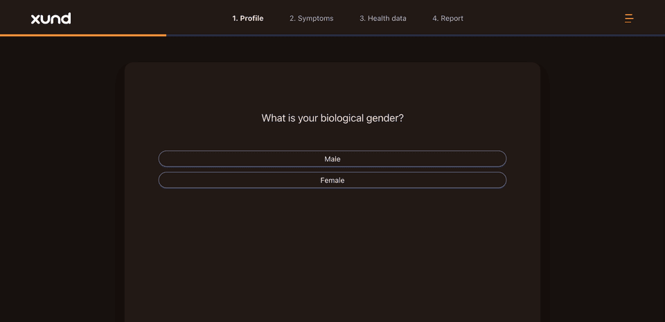The same question in dark mode with a light peach question title on a dark brown card.
